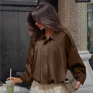Viral Brown Faux Suede Jacket from Soera